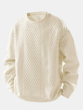 Relax Fit Geometric Jacquard Crew Neck Sweatshirt