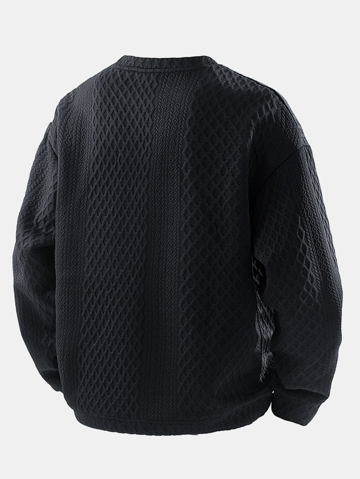 Relax Fit Geometric Jacquard Crew Neck Sweatshirt