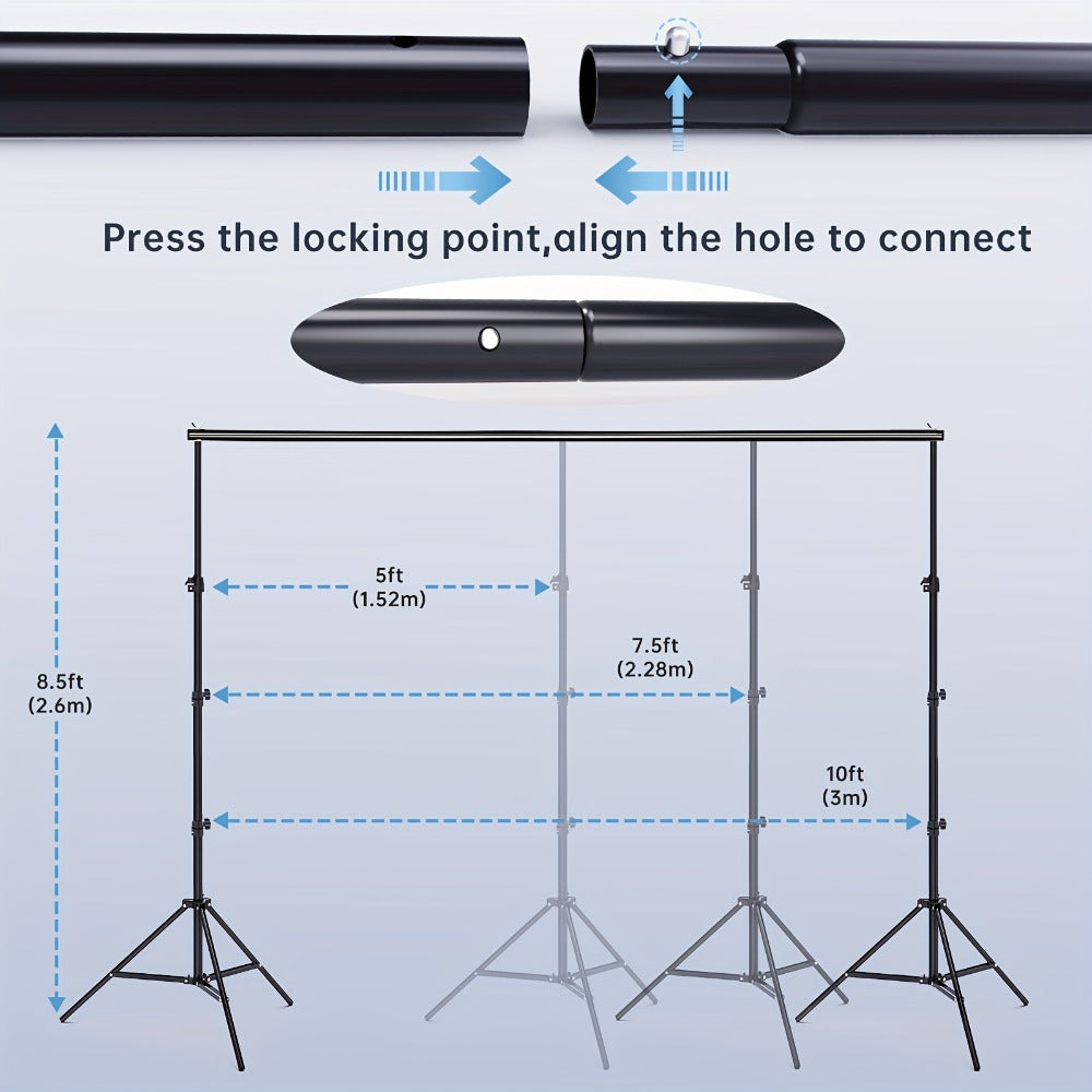 Backdrop Stand BEIYANG 10 x 8.5-Foot Tripod Kit with Sectional Crossbar, Clips, Ballast Bags and Carry Bag