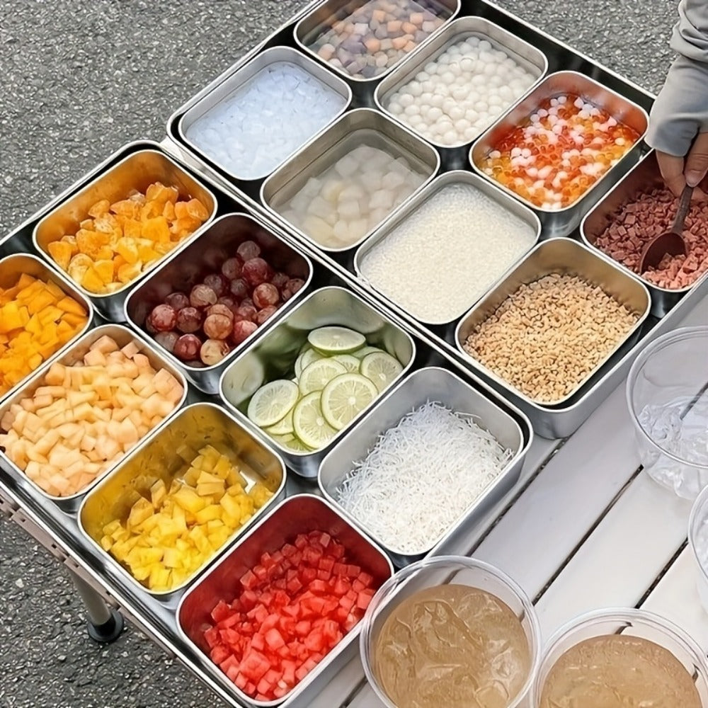 304 Stainless Steel Food Storage Containers, Lidded Kitchen Storage Set in Five, Six or Eight Pieces