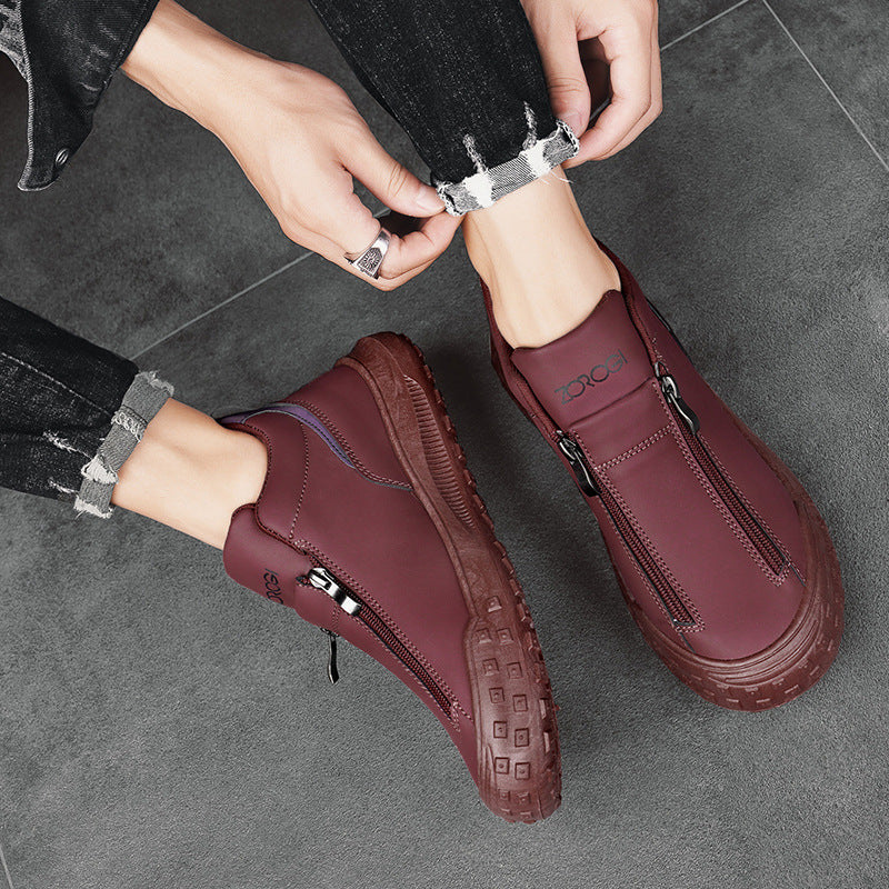 Men’s Low-Top Zipper Slip-On Board Shoes – Sporty & Casual Everyday Wear
