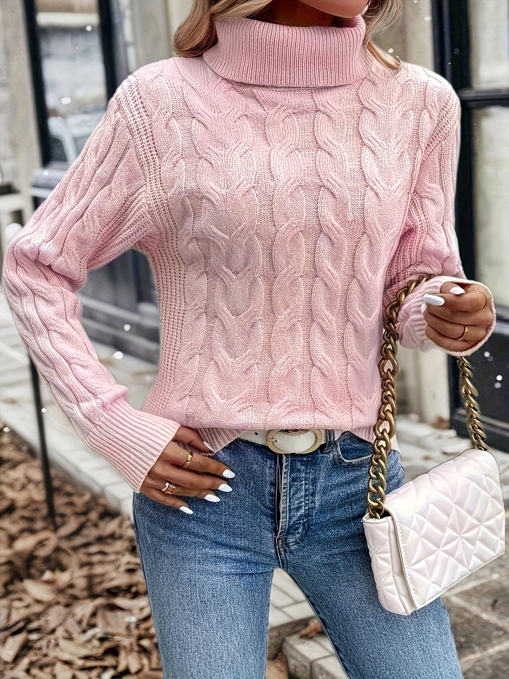 Naomi | Zopfstrickpullover mit Rollkragen
