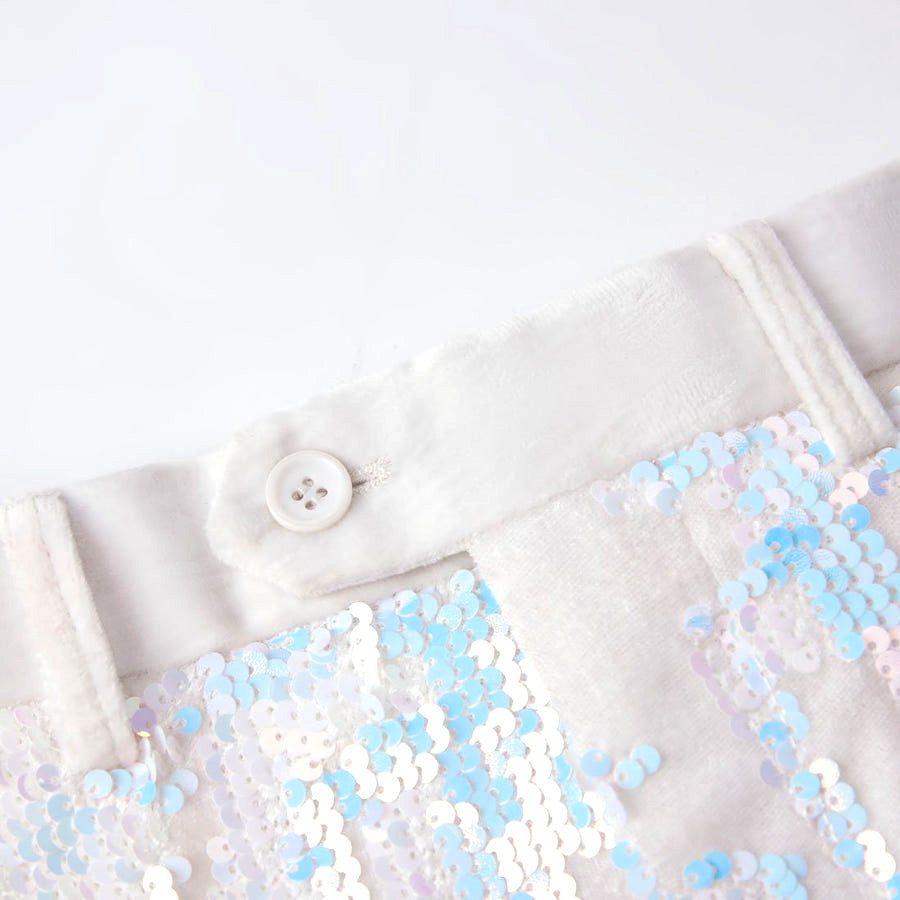 Men's 2-Pieces Tuxedo Embroidery Sequin Jacket White