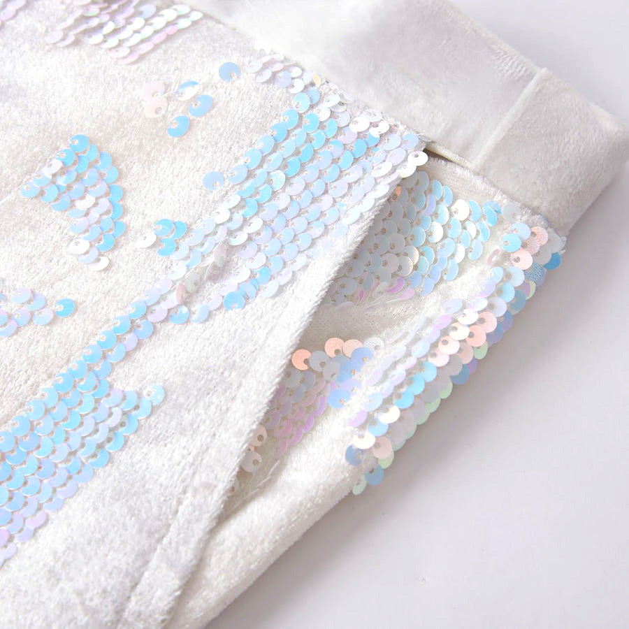 Men's 2-Pieces Tuxedo Embroidery Sequin Jacket White