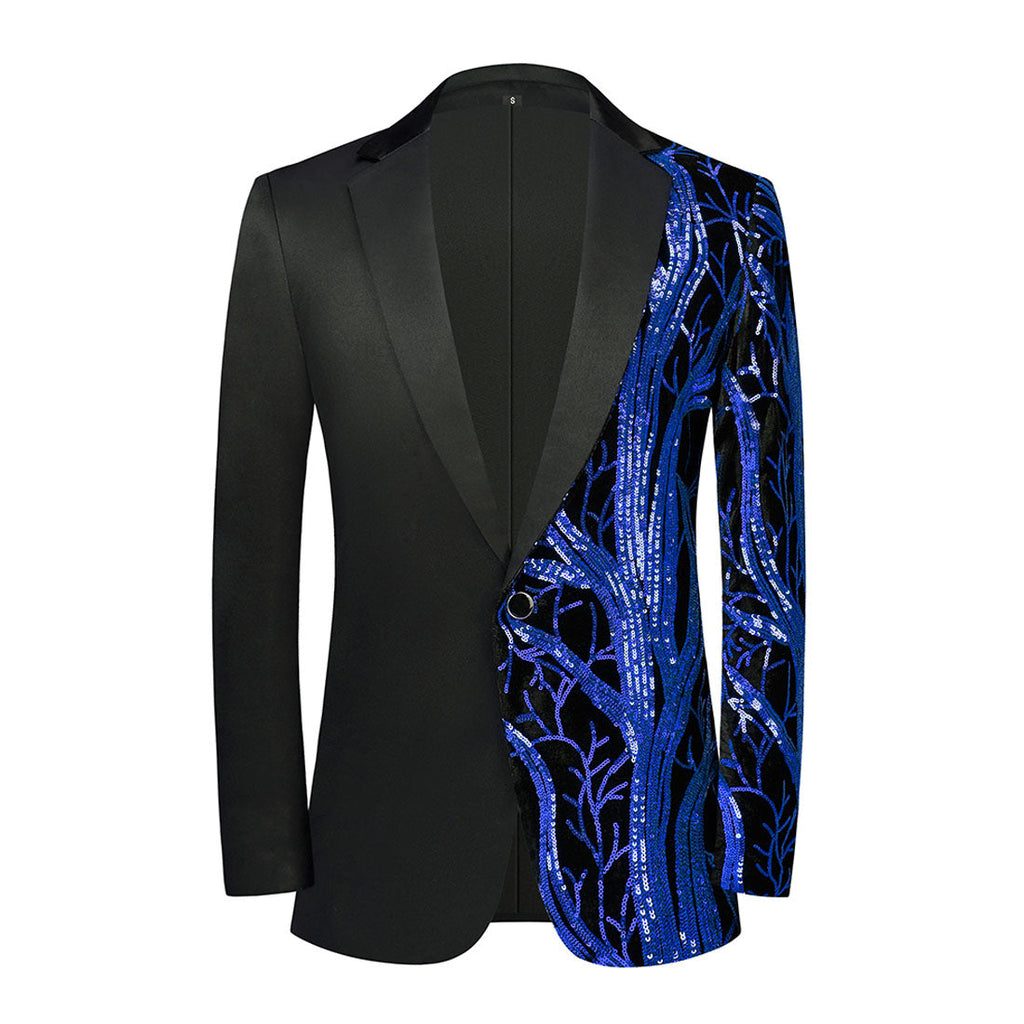 Men's 2-Pieces Branch Embroidered Sequin Jacket and Pants
