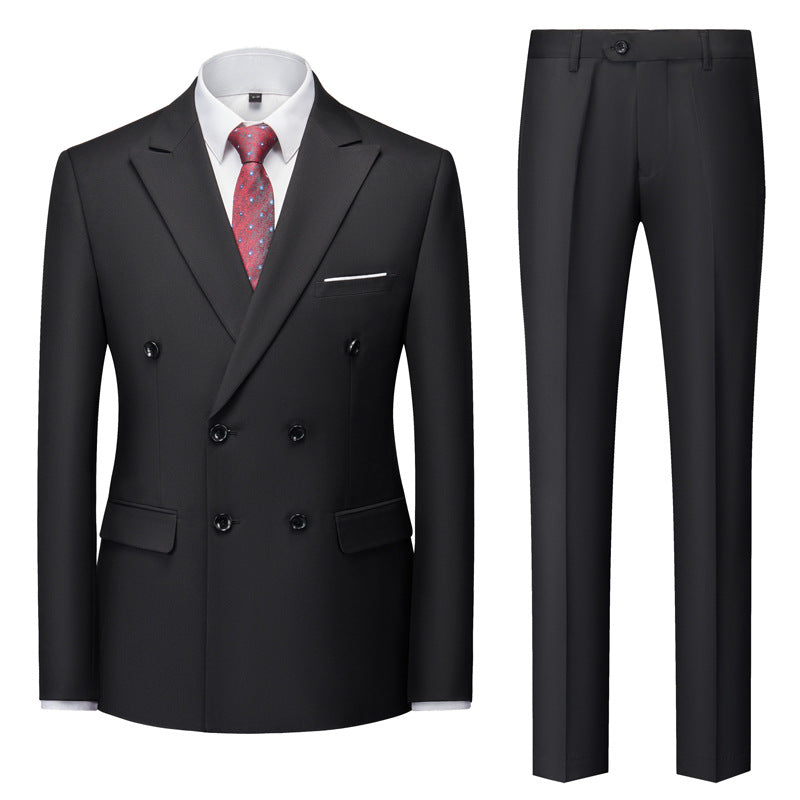 Casual Men's Suit Slim Fit Double Breasted 2 Piece Business Tuxedos