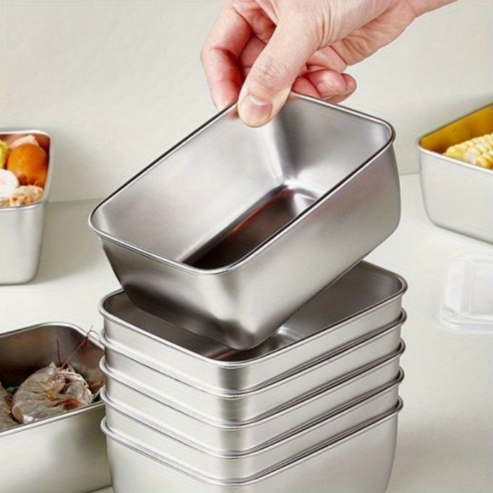 304 Stainless Steel Food Storage Containers, Lidded Kitchen Storage Set in Five, Six or Eight Pieces