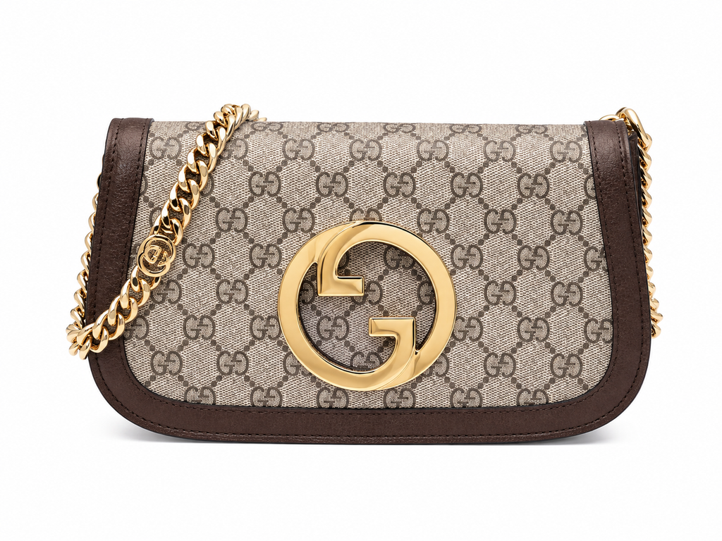 Gucci Blondie Small Shoulder Bag – GG Supreme Canvas Dark Brown Leather Gold GG