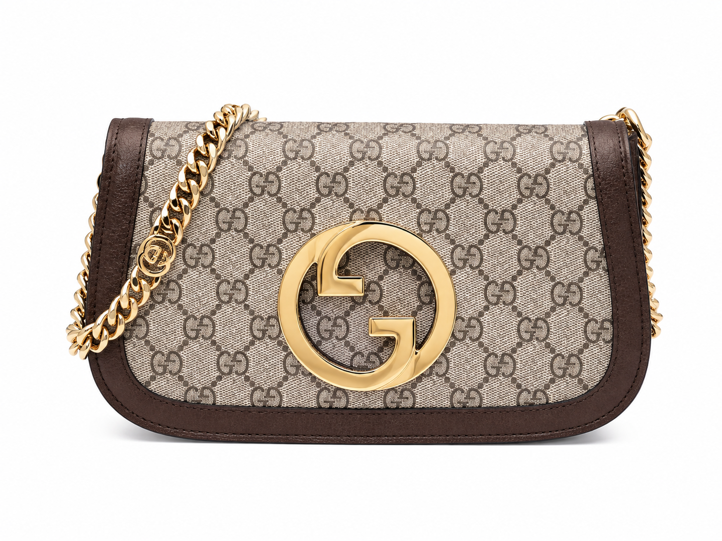Gucci Blondie Small Shoulder Bag – GG Supreme Canvas Dark Brown Leather Gold GG