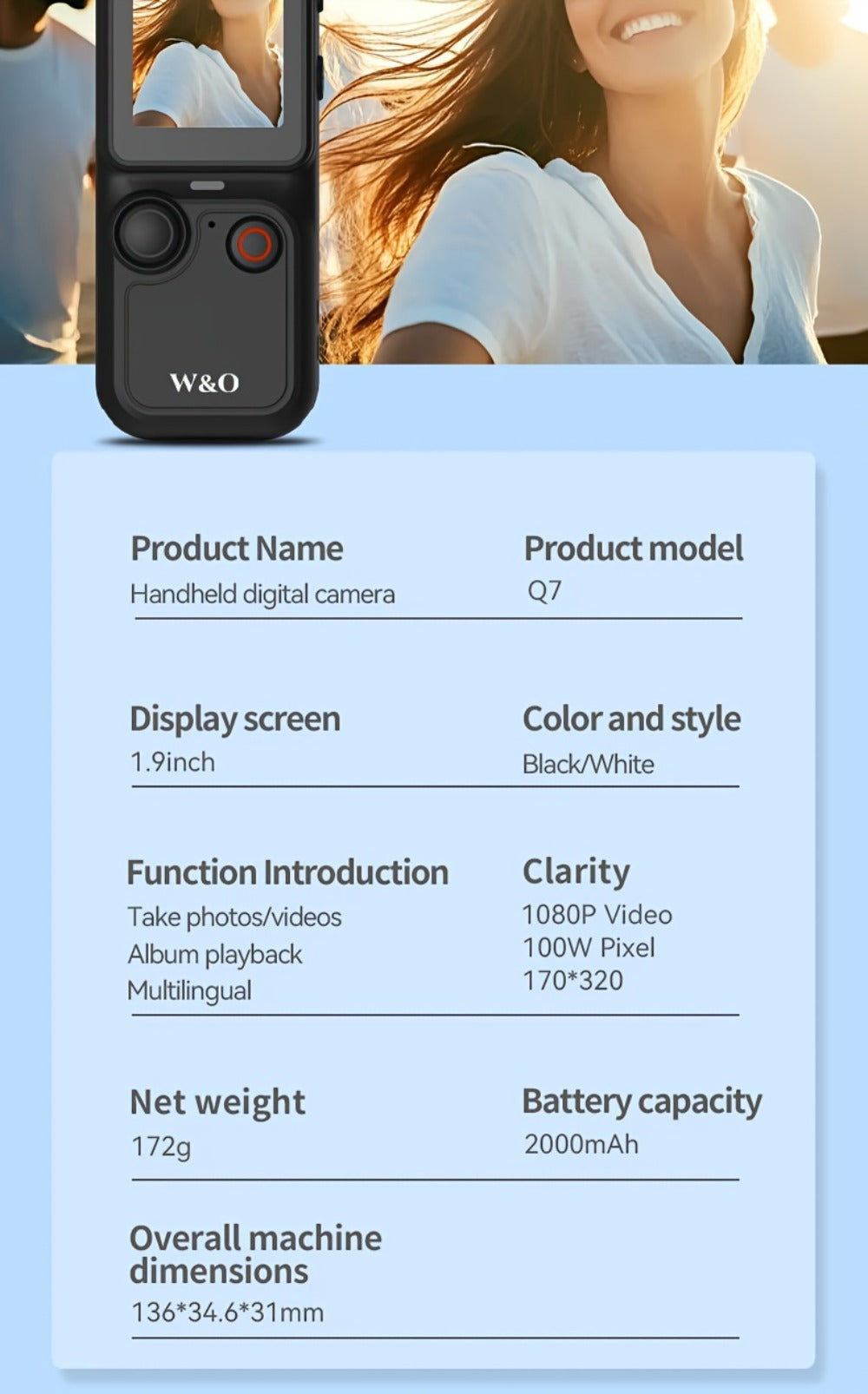UHD Pocket Camera with 180° Rotating 1.9" Screen, 2000mAh Battery, Webcam Function, USB-C Charging, 32GB Memory Card Included, Mini Compact Camera for Outdoor Sports Cycling Travel Vlogging