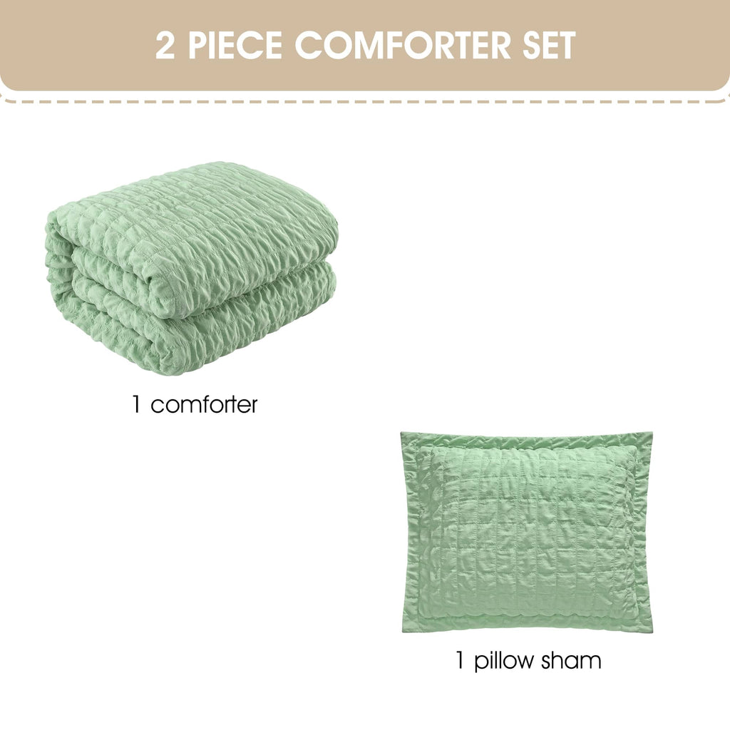 Nanshing Dolton Seersucker Microfiber Stiching 3 Piece Comforter Set