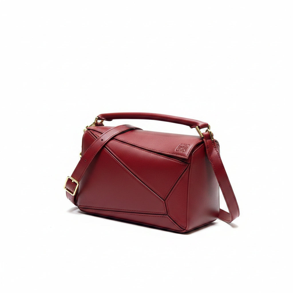 Loewe Puzzle Bag Medium – Berry Wine Red Smooth Calfskin Gold Hardware