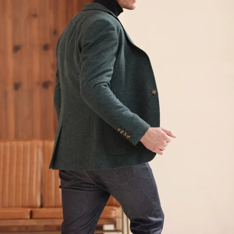 Men's Vintage Tweed Notch Lapel Blazer Jacket