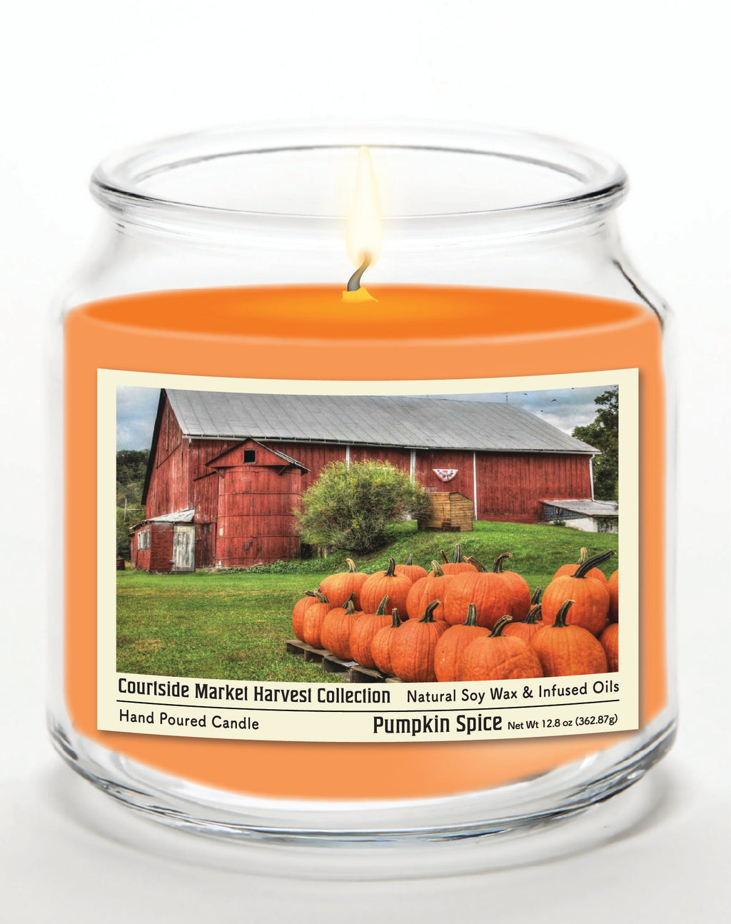 Pumpkin Barn 12.8 Oz Candle Glass Jar with Brushed Silver Metal Lid