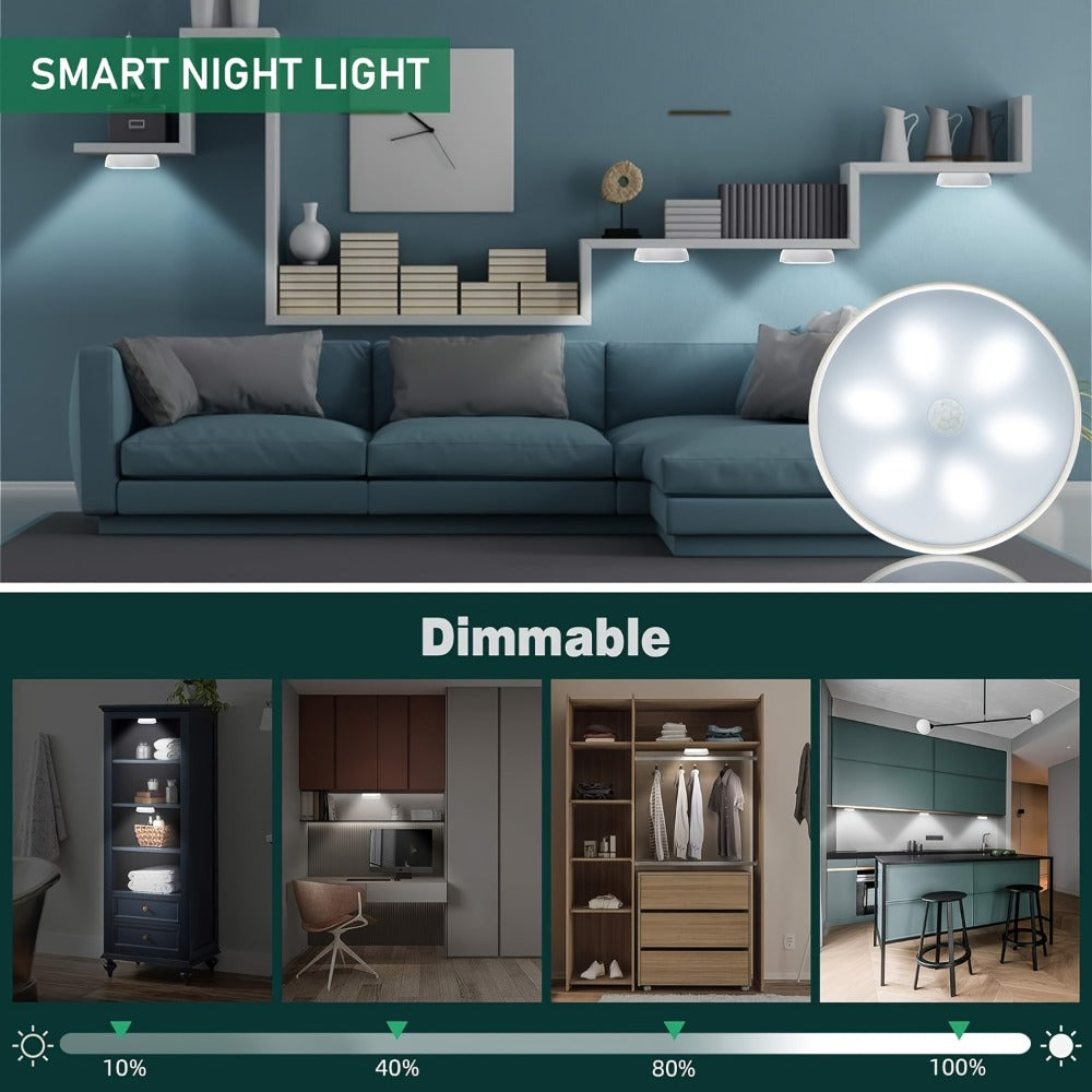 Motion Sensor Night Light, Wireless USB Rechargeable, Dimmable Wall Lamp Dual Mode PIR for Home Cooking