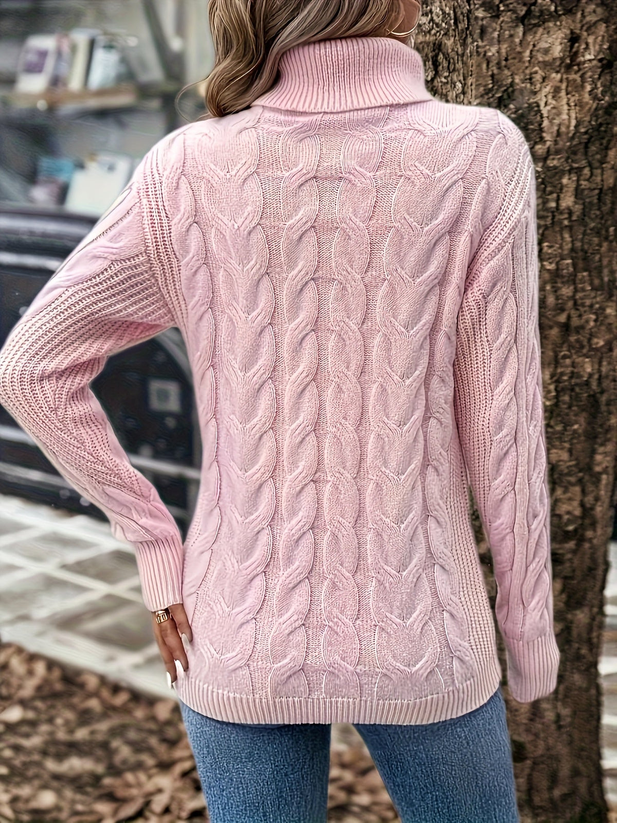 Naomi | Zopfstrickpullover mit Rollkragen