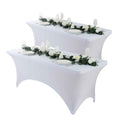 Spandex Fitted Tablecloth 4ft 6ft 8ft, Wrinkle-Free Stretch Rectangle Table Cover for Wedding Party Event Banquet