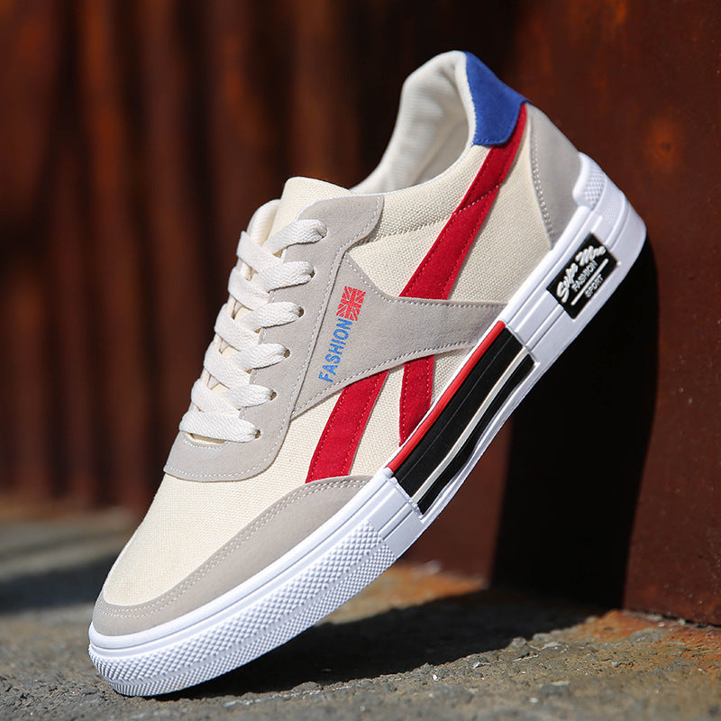 Men’s Casual Breathable Canvas Sneakers with Lace-Up Design and Comfortable Board Shoe Style