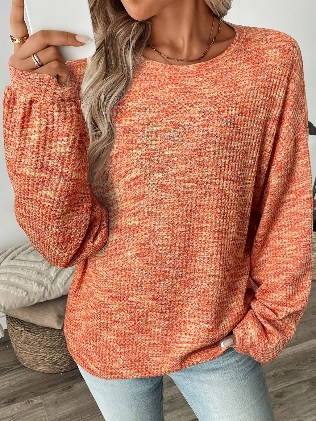 Greta | Lässiger Waffelstrick-Pullover