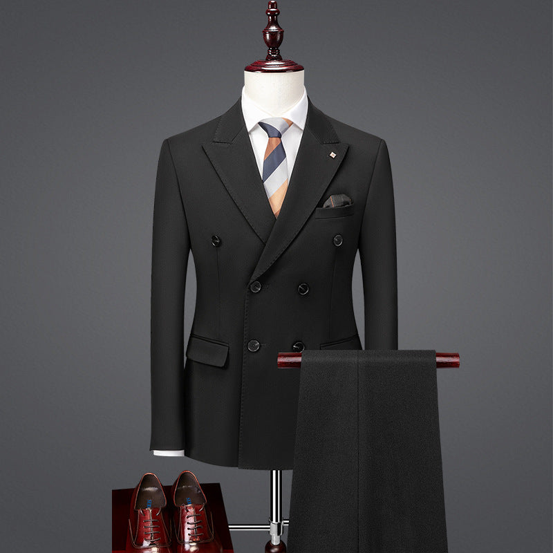 2 Pieces Mens Suit Flat Solid Peak Lapel Tuxedos For Wedding