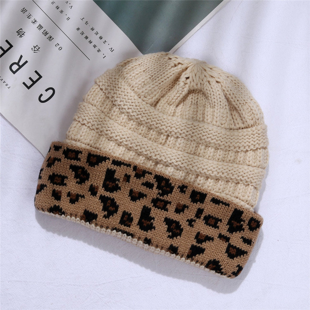 Trieber Leopard Print Cuffed Knit Beanie – Acrylic, One Size, 9 Colors