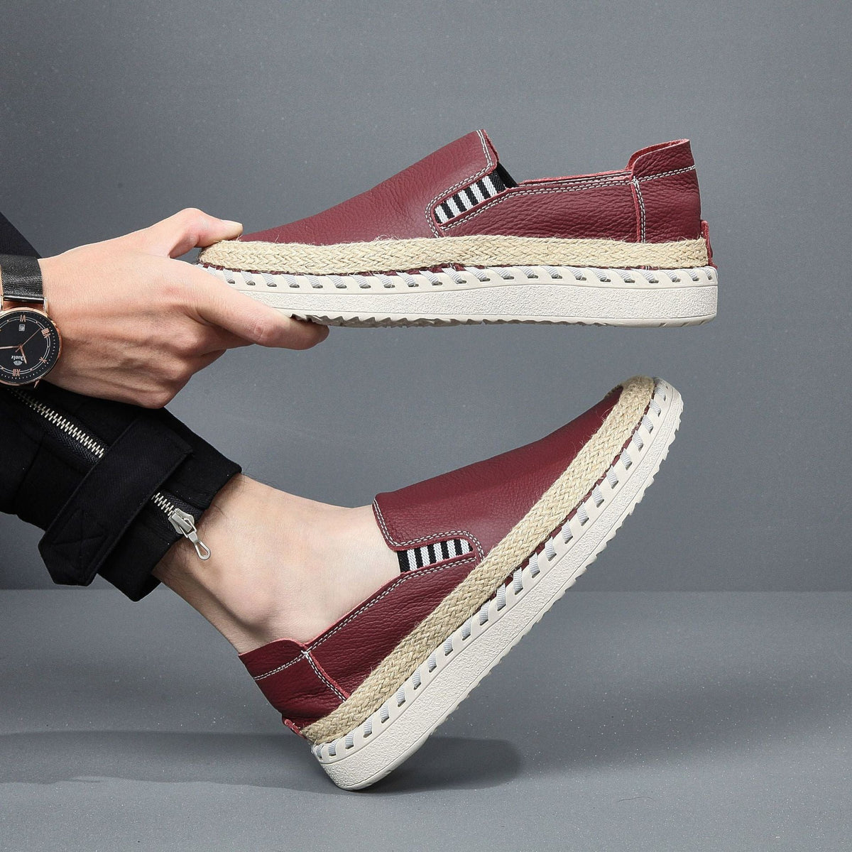 Handmade Leather Fisherman Shoes for Men – Cowhide One-Foot Casual Wear