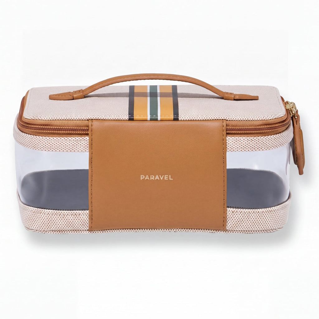 Paravel Cabana See-All Vanity Case EcoCraft Canvas Vegan Leather Shandy