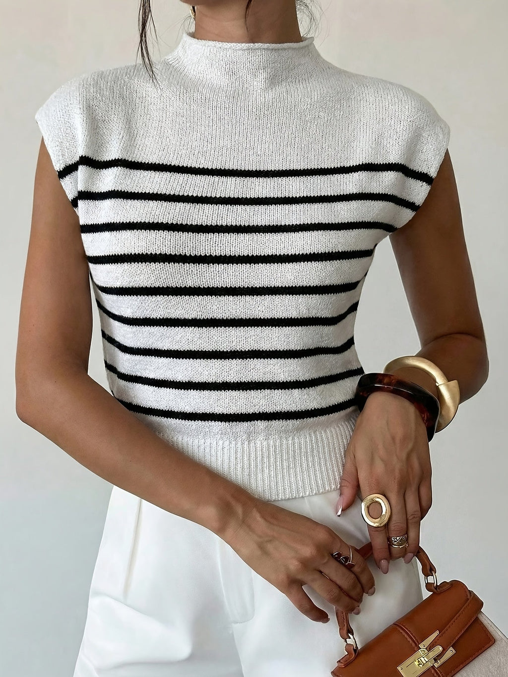 Tamsin | Mock Neck Cap-Sleeve Top