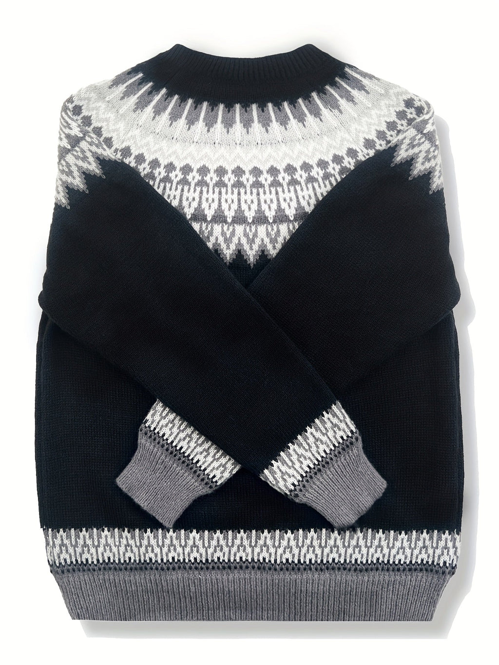 Sylvia | Grobstrick-Jacquardpullover mit Rundhalsausschnitt