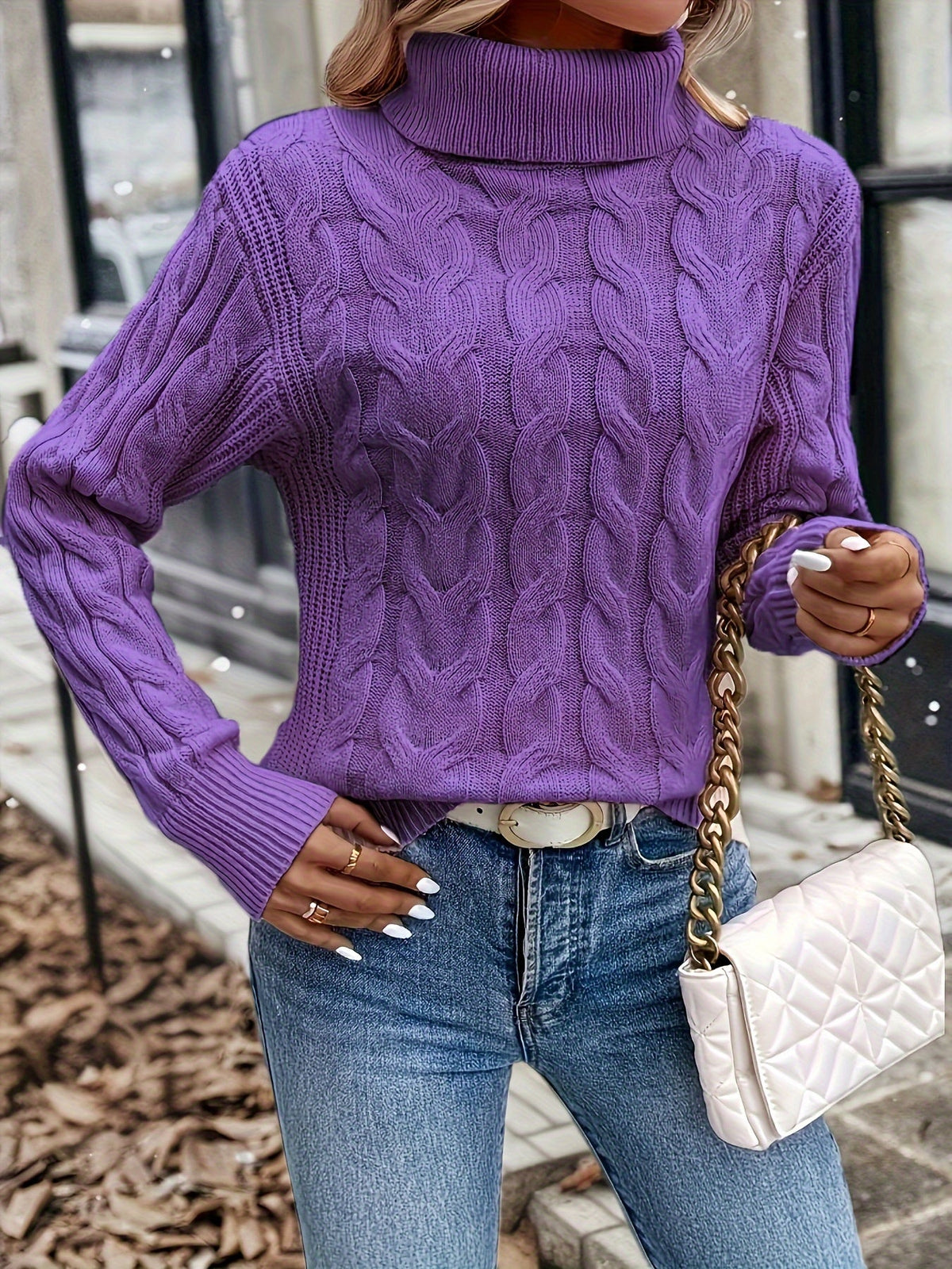 Naomi | Zopfstrickpullover mit Rollkragen