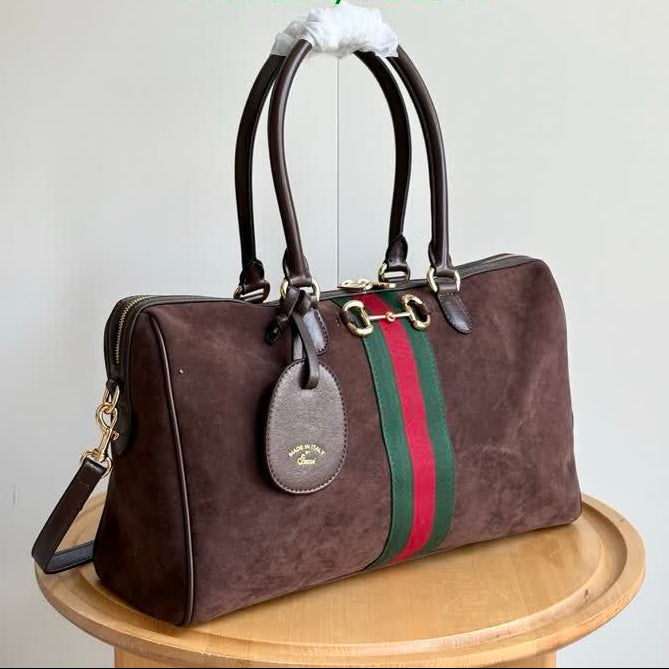 Gucci 1955 Horsebit Boston Bag — Dark Brown Leather