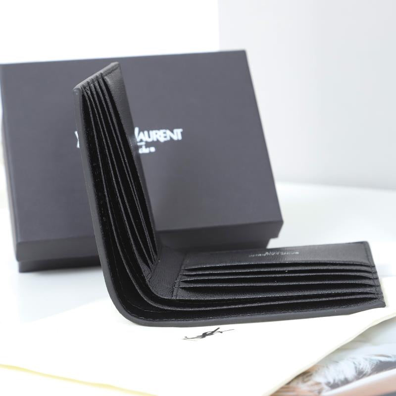Saint Laurent YSL East/West Bifold Wallet – Grained Leather Black on Black