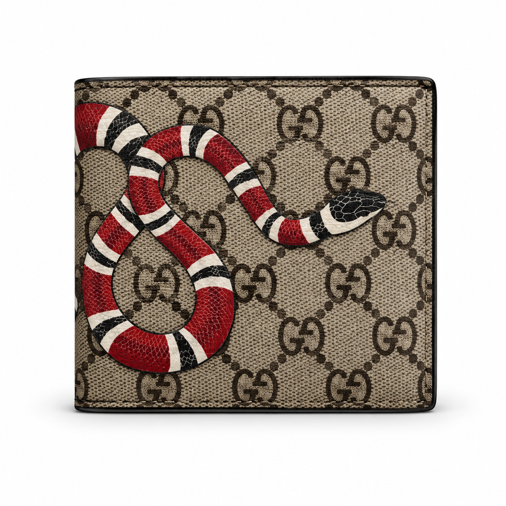 Gucci GG Supreme Kingsnake Print Bifold Wallet