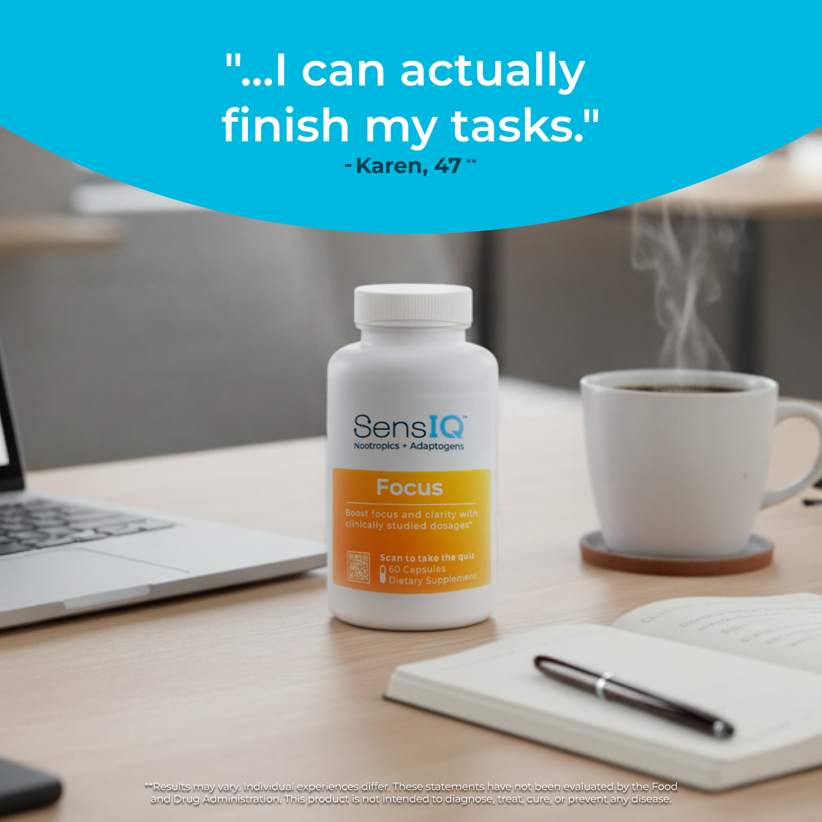 Focus Supplement Mental Clarity Concentration Cognitive Support Daily Capsules Formula