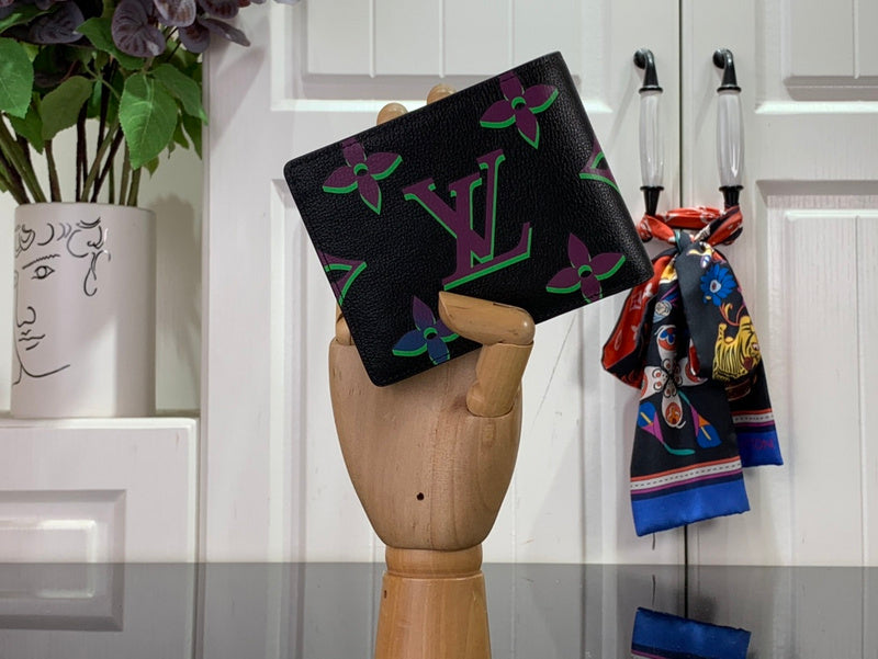 Louis Vuitton Multiple Wallet – Monogram Giant Wild at Heart Black Purple Green