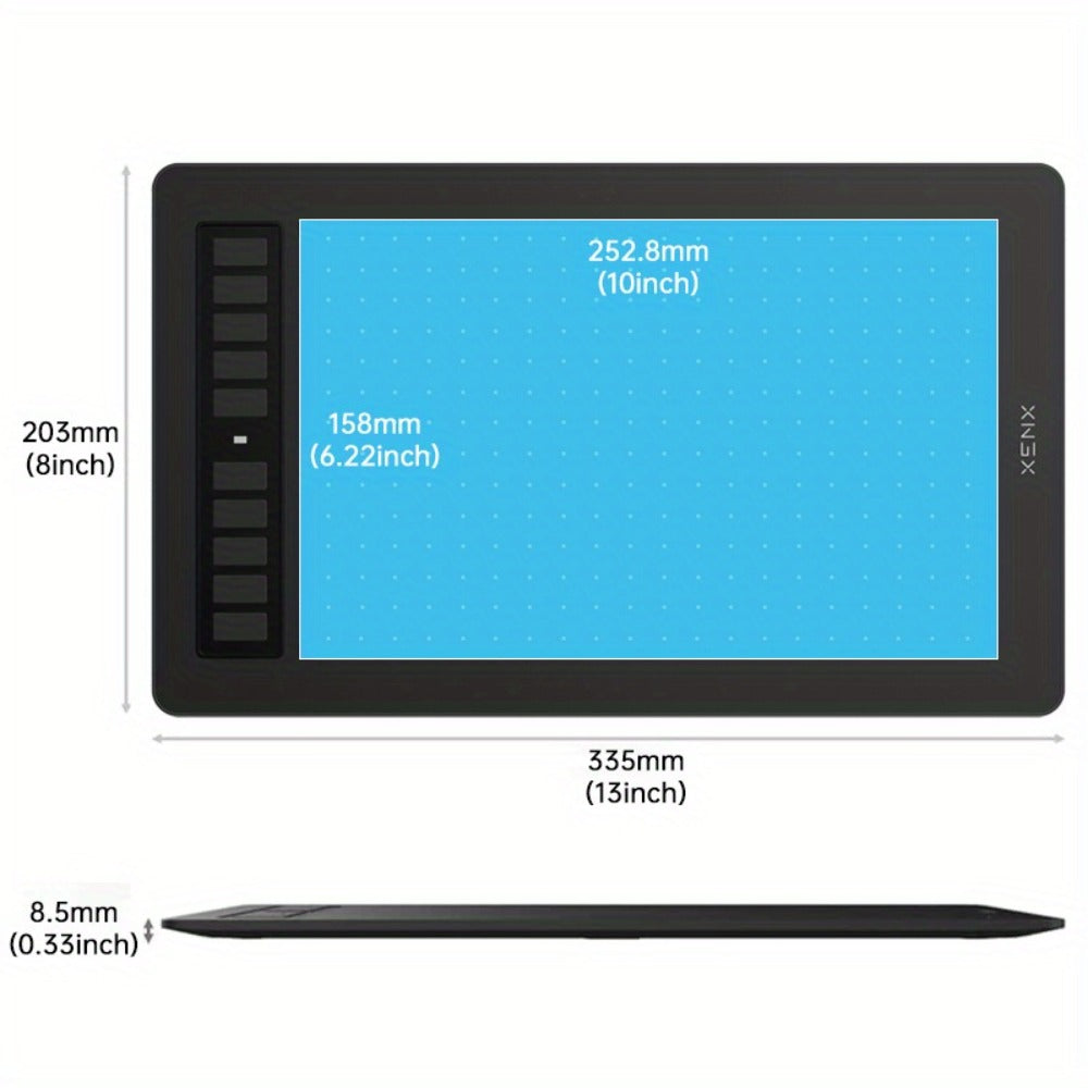 Graphics Drawing Tablet, XENX 10 x 6.22 Inch, 8192 Pressure Sensitivity Battery-Free Passive Stylus
