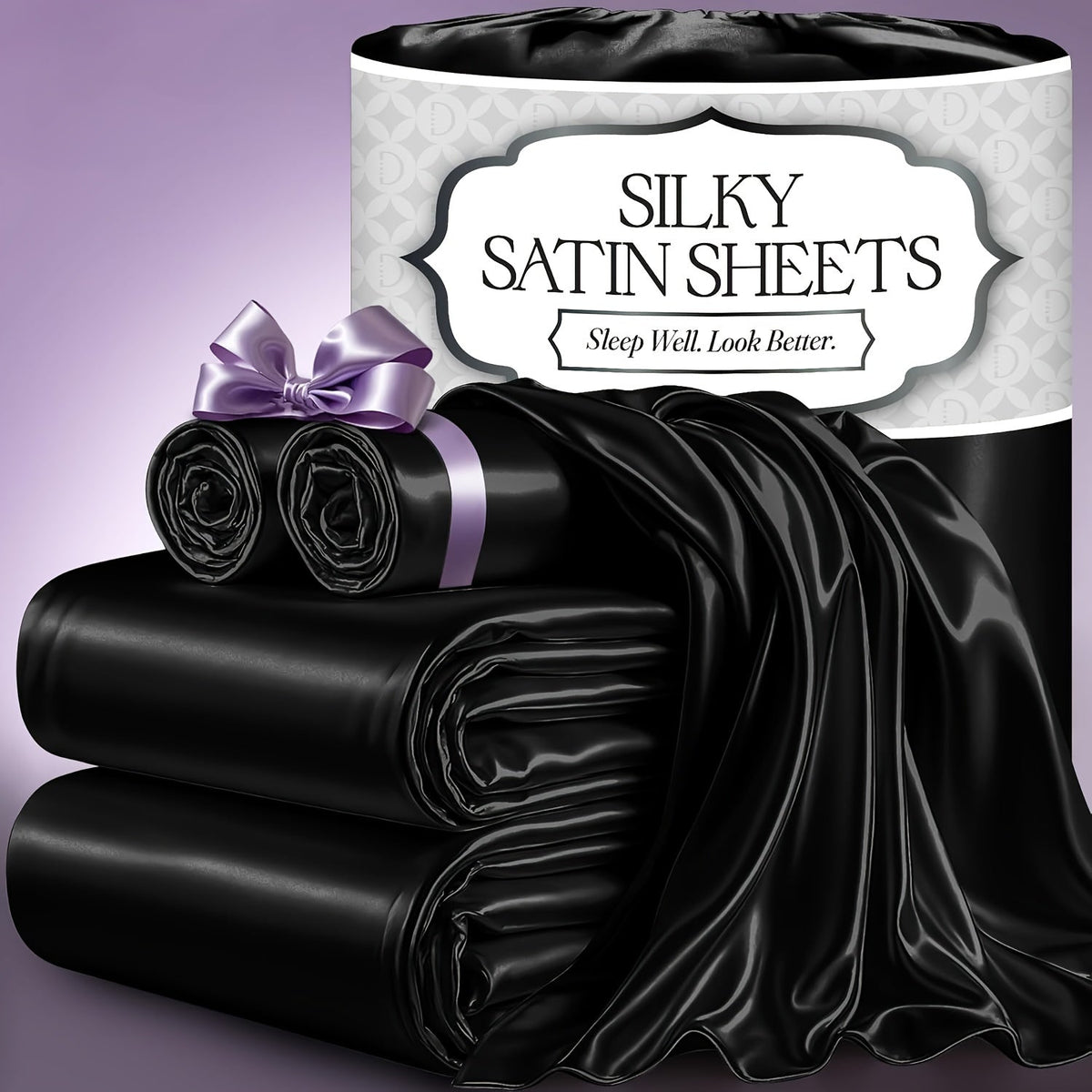 Bed Sheet Set 4-Piece Microfiber Satin Weave with 40–44 cm Pocket, Four Sizes and Seven Colors