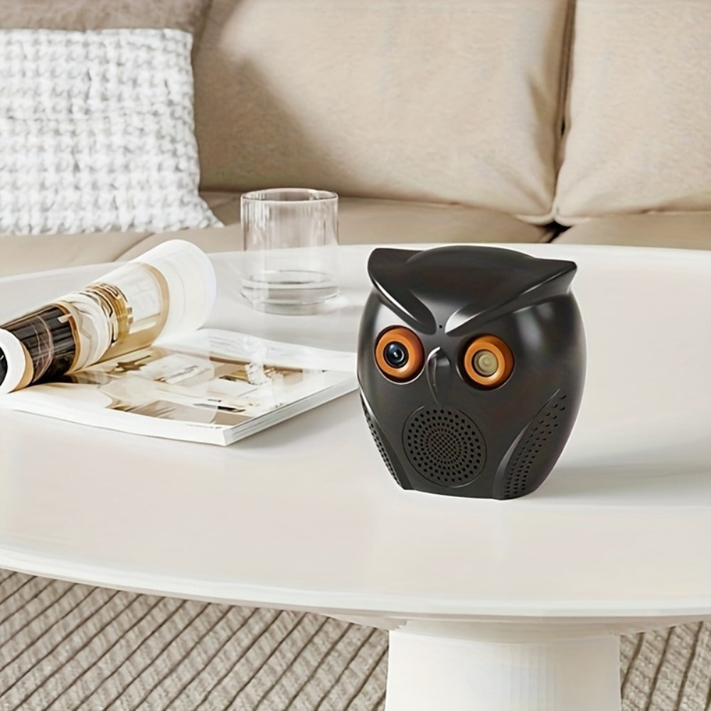 Security Camera Owl-Shaped Two-Pack with Human Detection, USB Power, Motion Alarm and Black or White Options