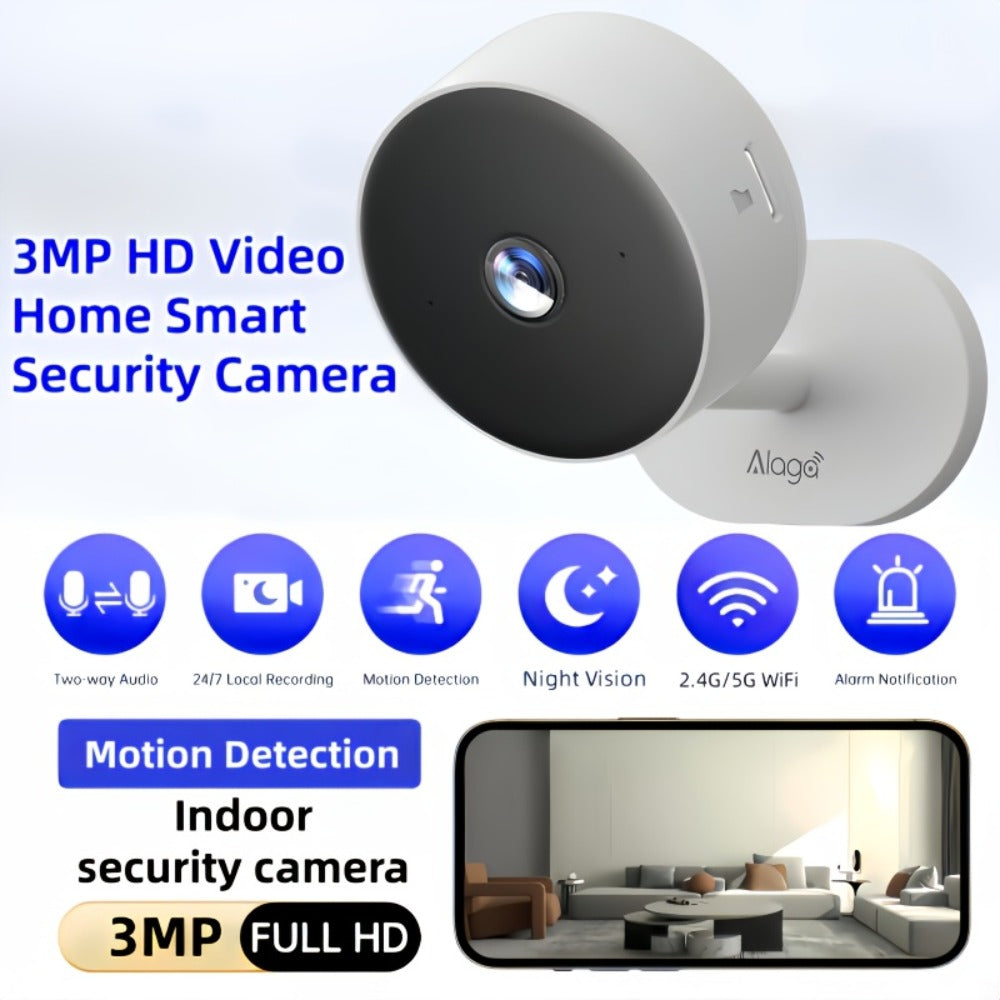 Security Camera 3MP CW1303 Card-Style Indoor Model with Dual-Band WiFi, Infrared Night Vision and Two-Way Audio