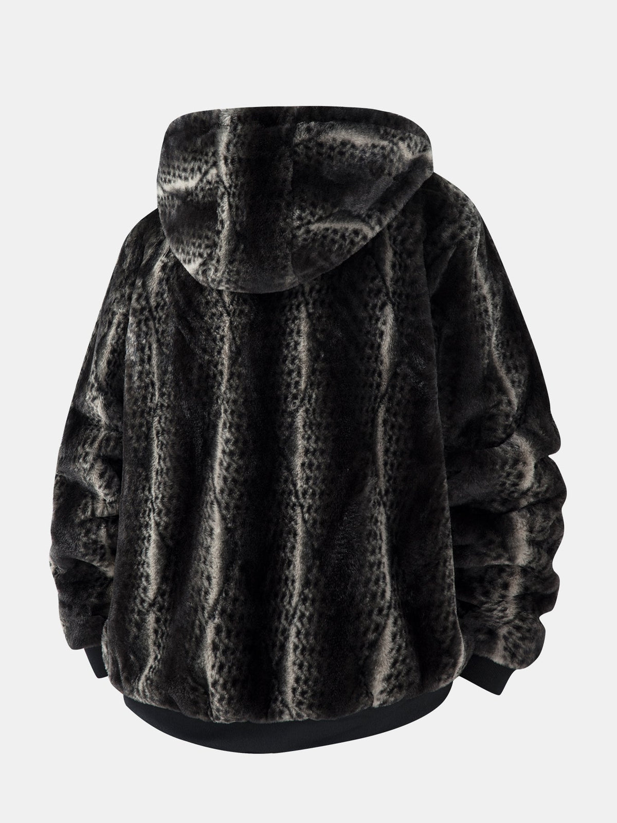 Animal Print Faux Fur Hooded Jacket