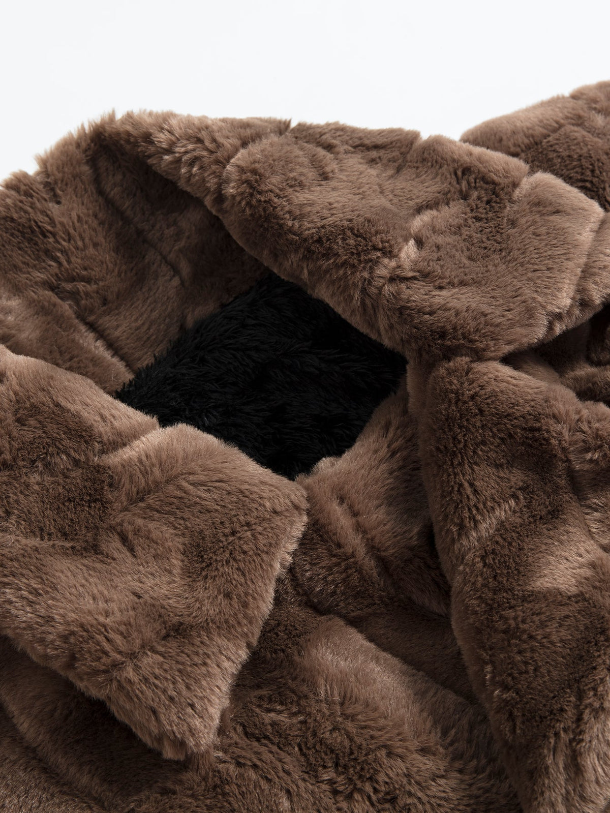 Faux Fur Textured Notch Lapel Overcoat