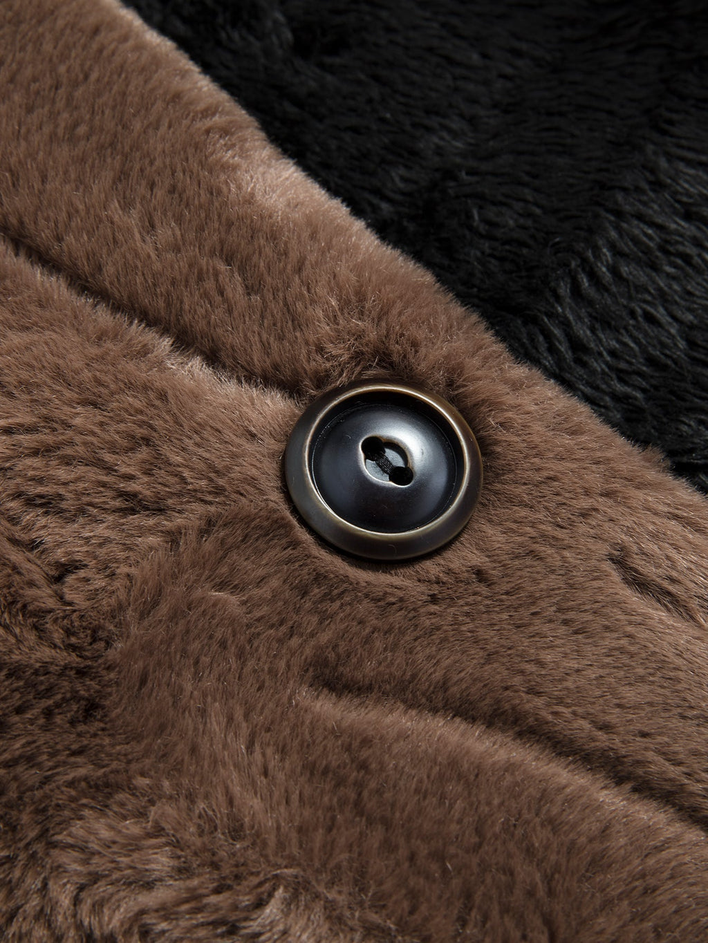 Faux Fur Textured Notch Lapel Overcoat