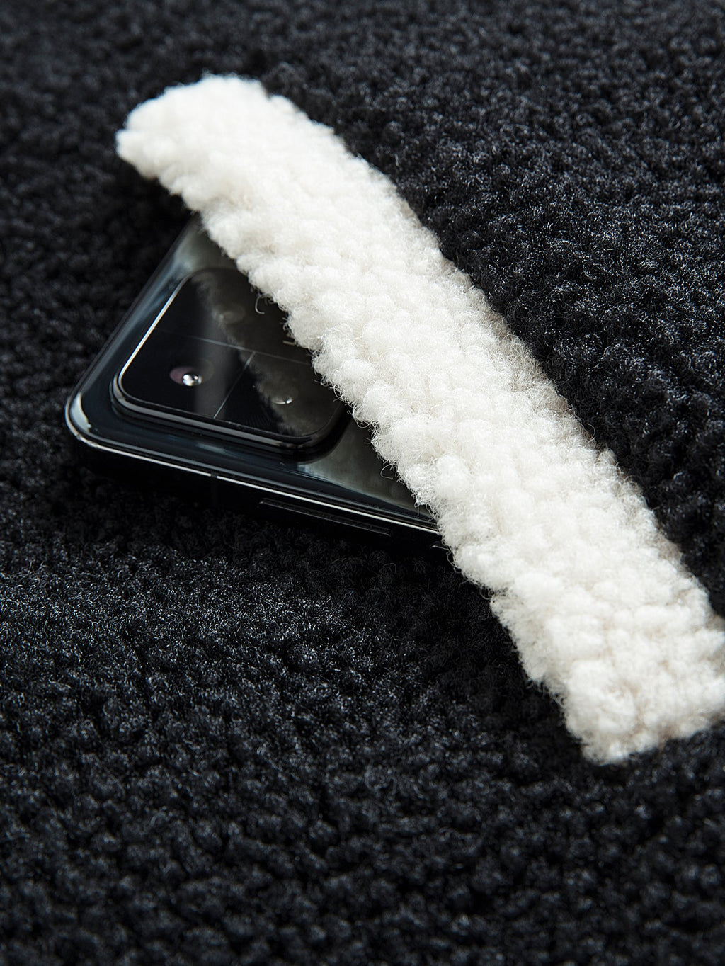 Teddy Fleece Contrast Baseball Jacket