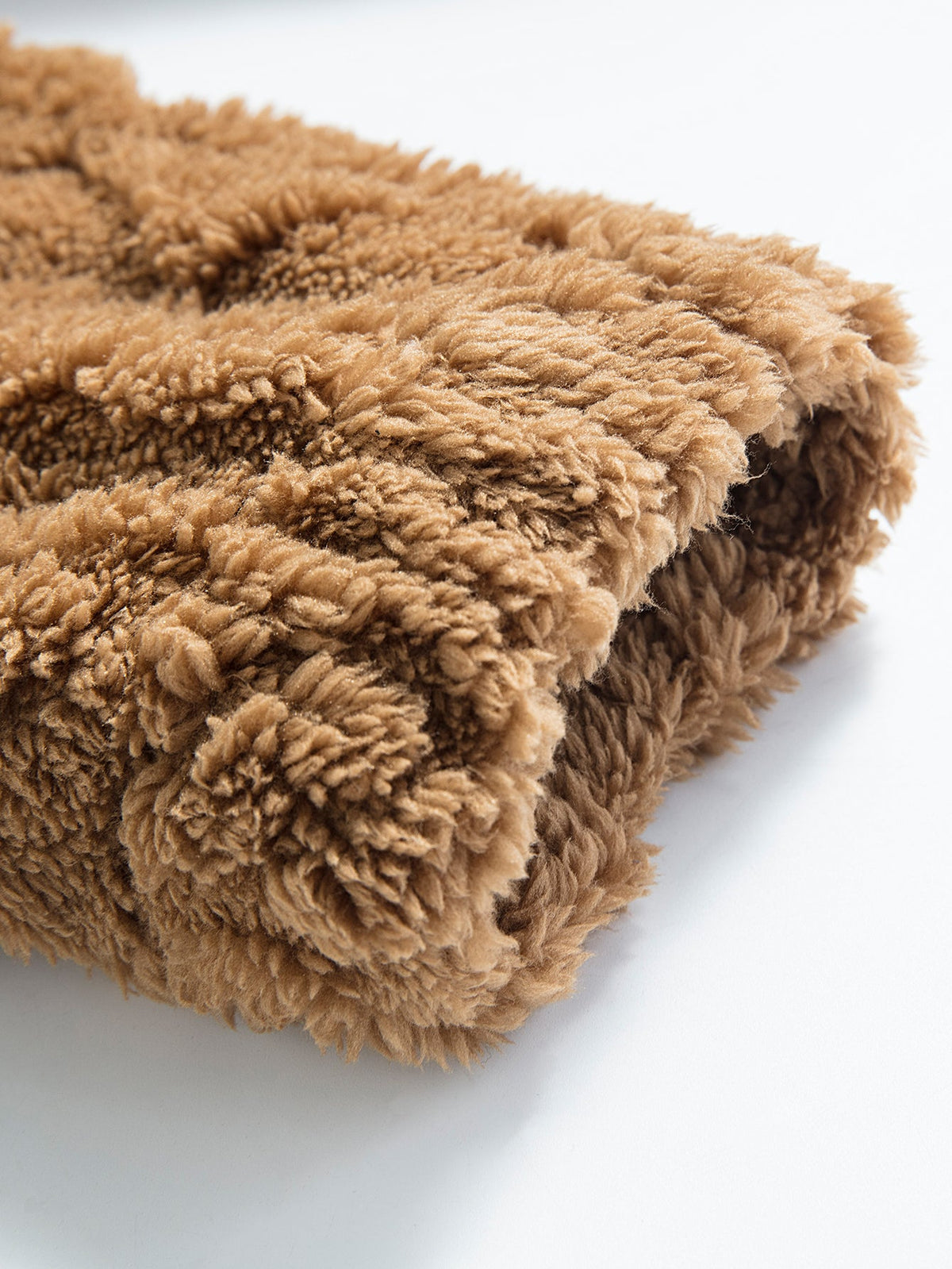Geometrischer Jacquard-Teddy-Kapuzenpullover
