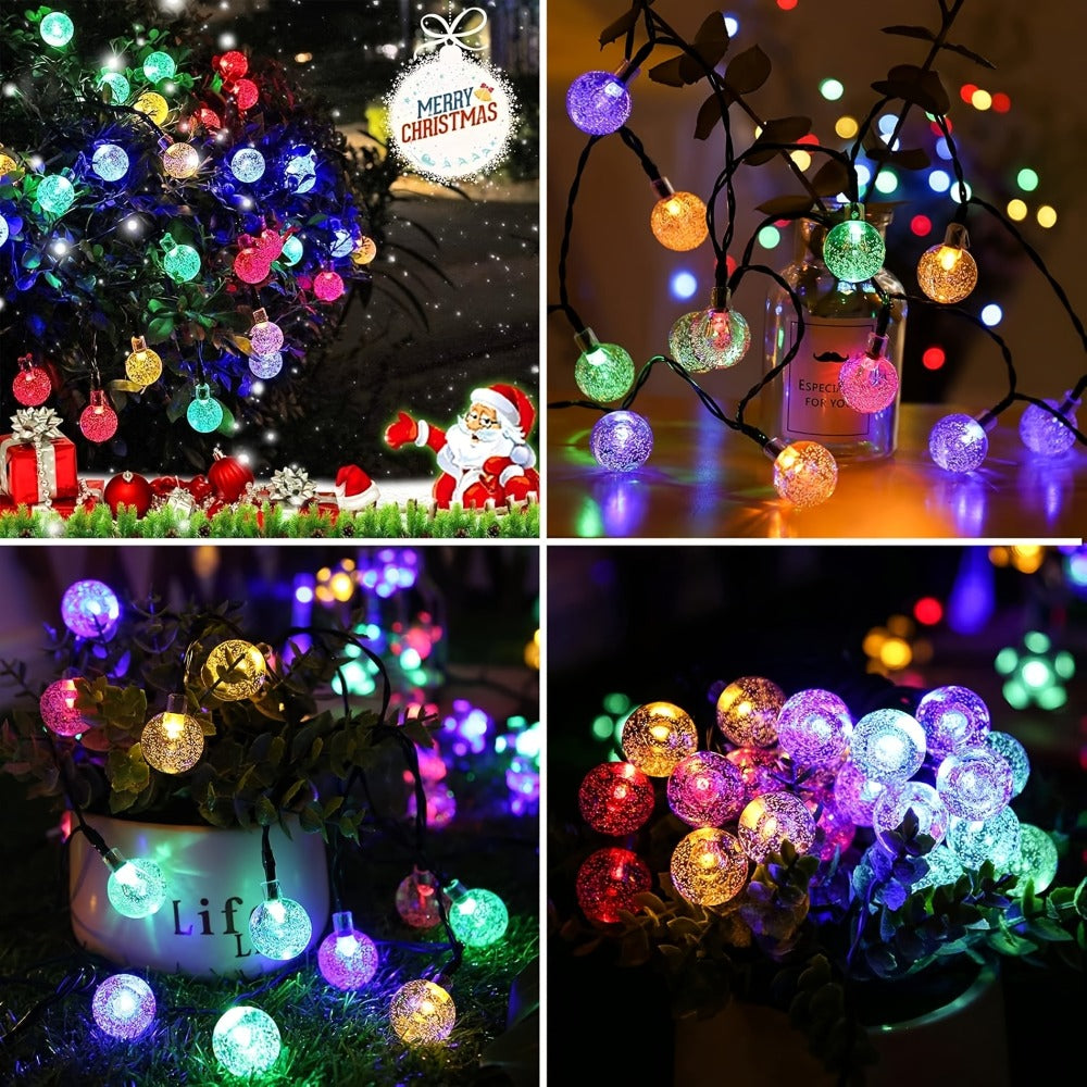 Moroccan Solar String Lights Outdoor - Metal Sphere Fairy Lights with 20/30/50 LED Beads, 8 Modes