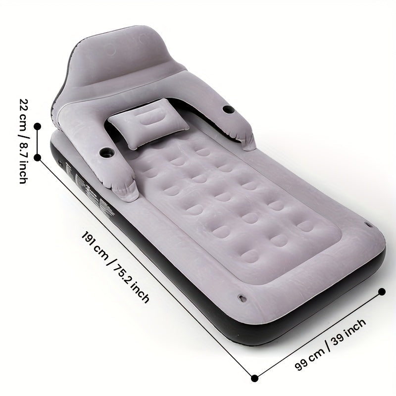 Inflatable Air Mattress with Backrest Pillow & Built-in Pump, Self-Inflating Portable Camping Bed for Outdoor Hiking Travel