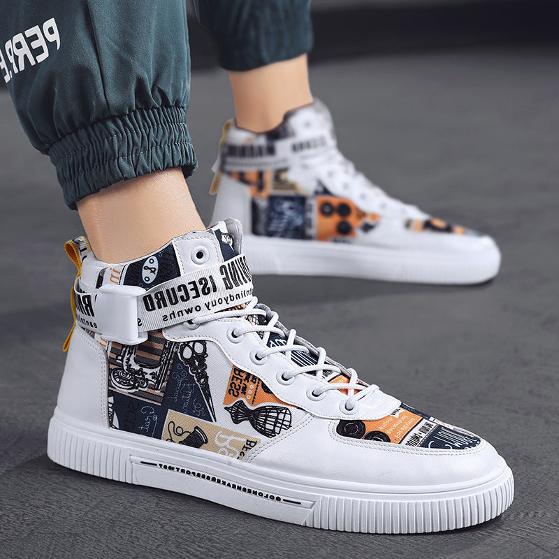 Men’s Black High-Top Trend Sneakers – Casual Sports Shoes