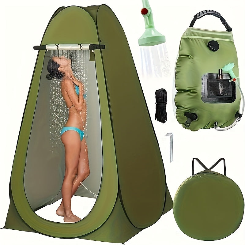 Camping Shower Tent Kit Pop Up Tent Solar Shower Bag 20L for Camping, Travel and Outdoor Use