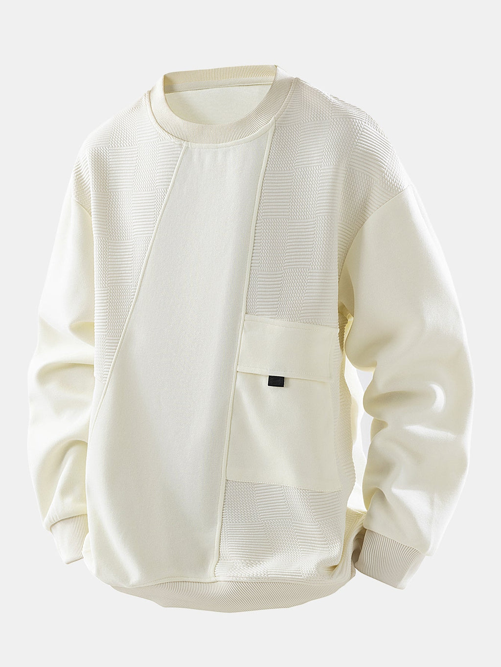 Striped Jacquard Panel Crewneck Sweatshirt
