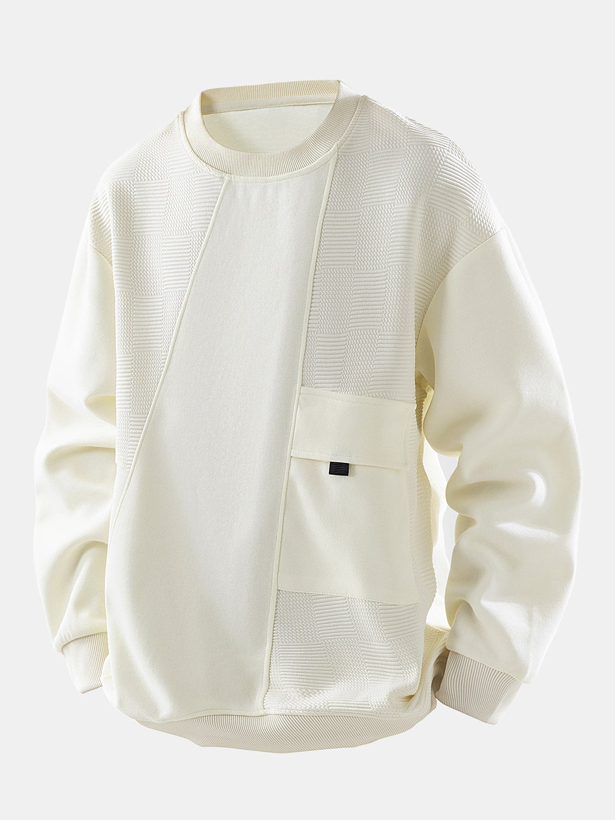 Striped Jacquard Panel Crewneck Sweatshirt